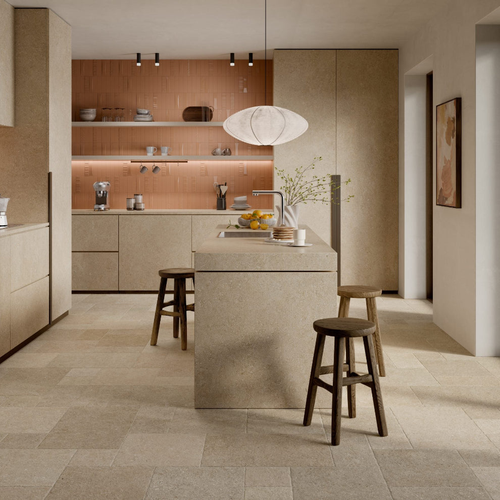 Essence Beige Chiselled Edge wall and Floor Porcelain Slabs - 1200X600mm