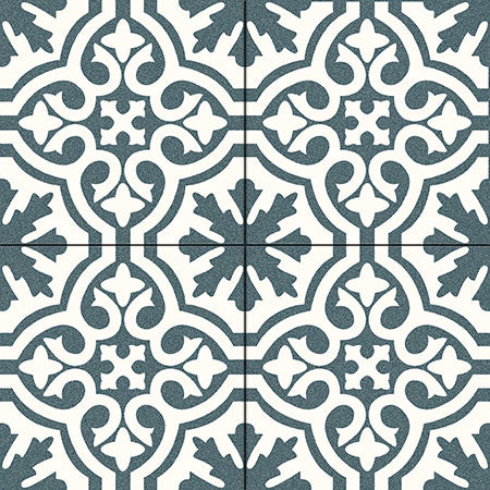 Fiore Soft Blue Patterned Decor Porcelain Tile - 450x450mm