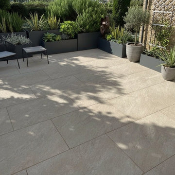 Fume Beige Outdoor Porcelain Paving Slabs - 900x600x20 mm