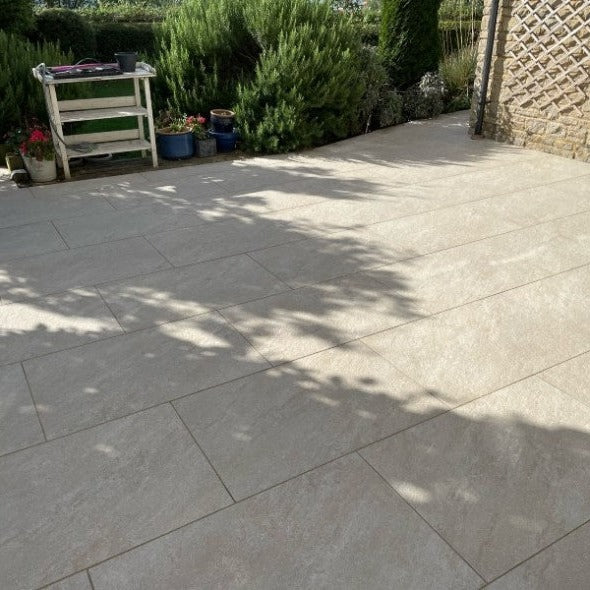 Fume Beige Outdoor Porcelain Paving Slabs - 900x600x20 mm