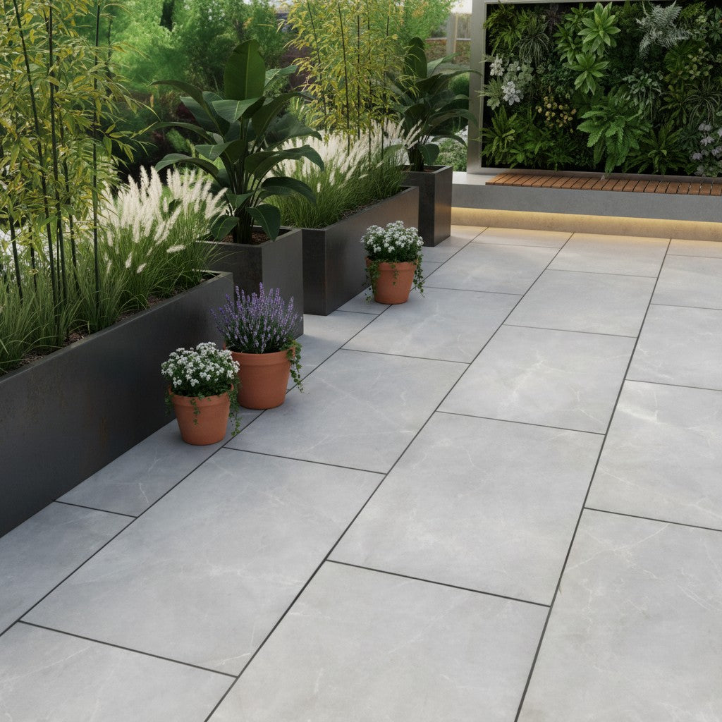 Genoa Grey Outdoor Porcelain Paving Slabs - 900x600x20 mm