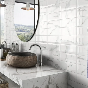 Glossy White Carrara Metro Wall Tile 300x100mm