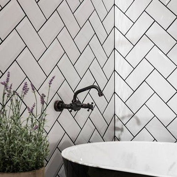 Glossy White Metro Wall Tile 200x100mm