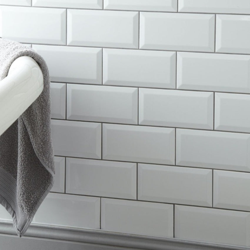  Glossy White Metro Wall Tile 200x100mm