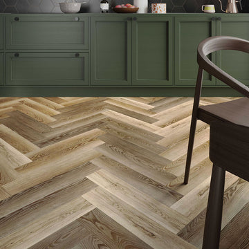 Golden Oak Herringbone SPC Luxury Click Vinyl Flooring- 630 x 126x 5.2mm