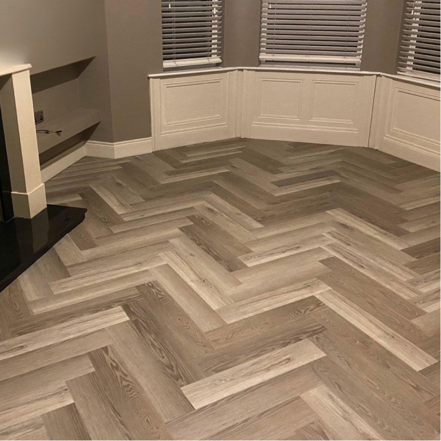 Golden Oak Herringbone SPC Luxury Click Vinyl Flooring- 630 x 126x 5.2mm