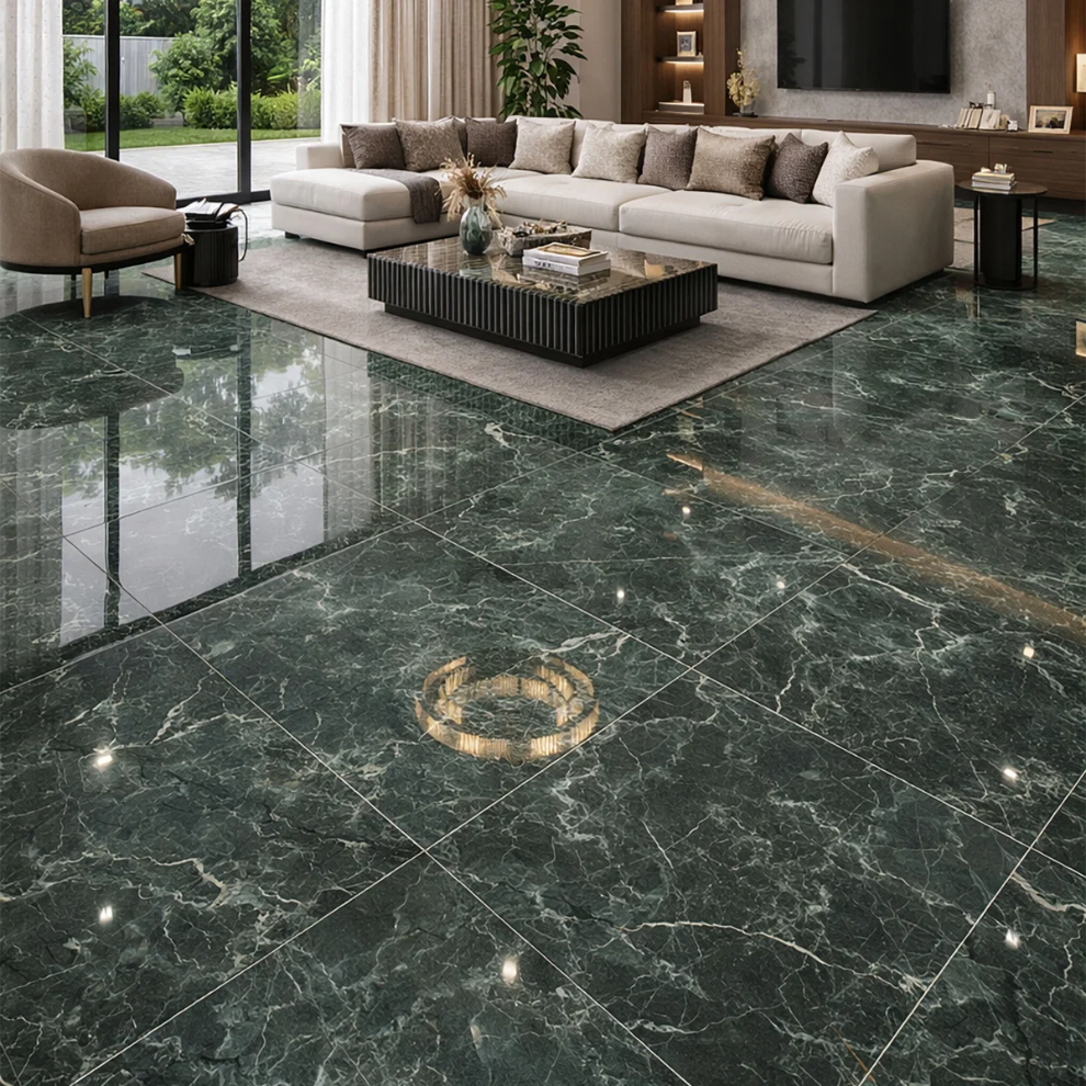 Green Opaline Marble Effect Wall&Floor Porcelain Tile- 600x600mm