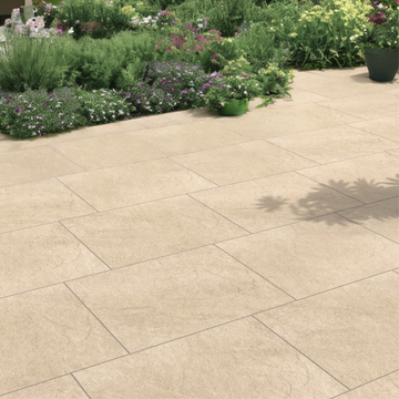 Hardstone Beige Outdoor Porcelain Paving Slabs - 900x600x20 mm