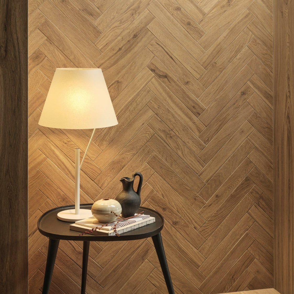 Italian Herringbone Intense Oak Wood Effect Porcelain Floor Tile-300x53mm