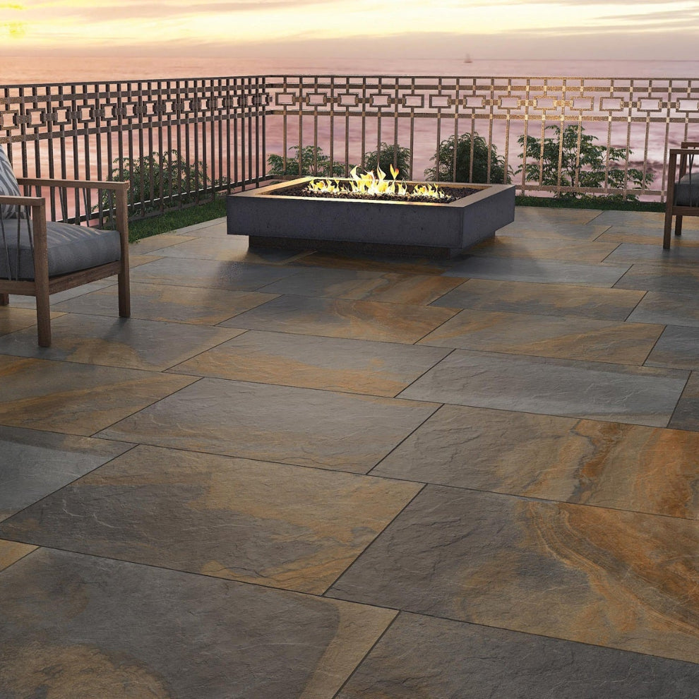 Imperial Slate Outdoor Porcelain Paving Slabs - 900x600x20 mm