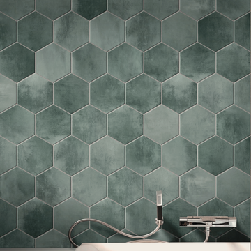 Italian Steel Verde Hexagon Porcelain Tile- 250x220mm
