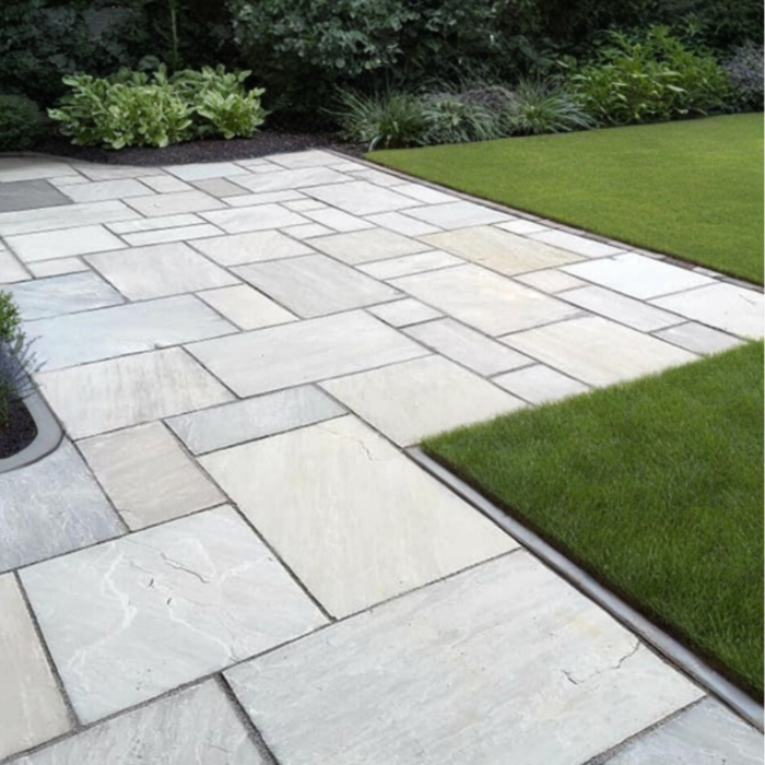 Kandla Grey Sandstone Paving Slabs Mix Size- Patio Project Pack ( 19 m2 )