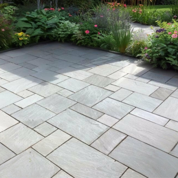 Kandla Grey Sandstone Paving Slabs Mix Size- Patio Project Pack ( 19 m2 )