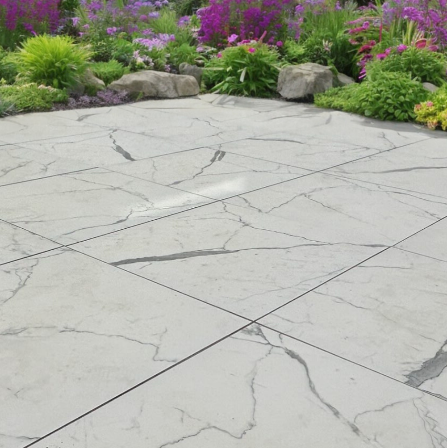 Lille White Outdoor Porcelain Paving Slabs - 900x600x20 mm
