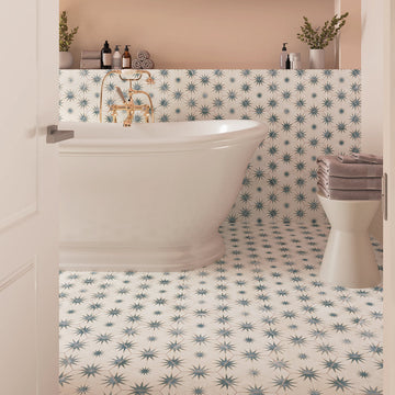 Liya Blue Décor Hexagon Porcelain Tile- 198x228mm