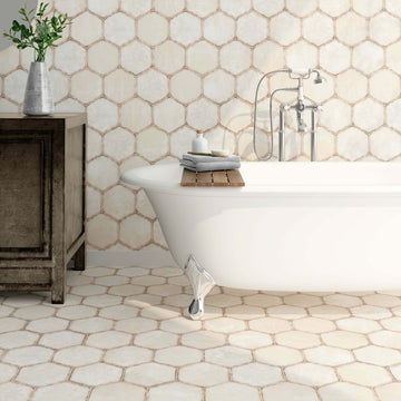 Liya White Hexagon Porcelain Tile- 198x228mm
