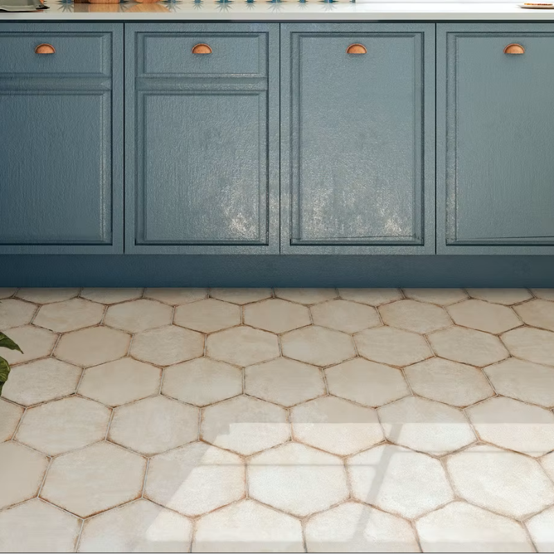 Liya White Hexagon Porcelain Tile- 198x228mm