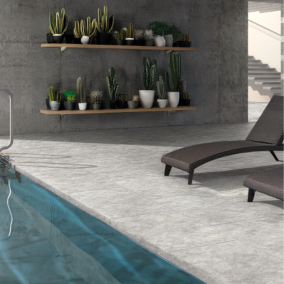 Italian Lucia Silver Chiselled Edge Matt Porcelain Tile- 900x600mm