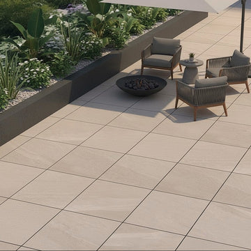 Luton Beige Outdoor Porcelain Paving Slabs - 600x600x20 mm