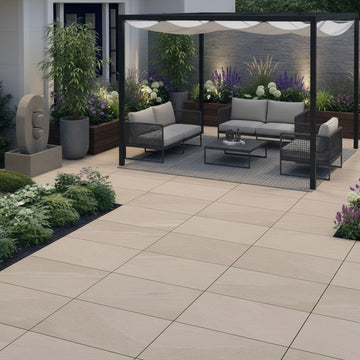 Luton Beige Outdoor Porcelain Paving Slabs - 900x600x20 mm