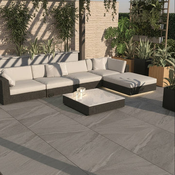 Luton Dark Grey Outdoor Porcelain Paving Slabs - 900x600x20 mm