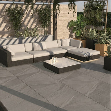 Luton Dark Grey Outdoor Porcelain Paving Slabs - 600x600x20 mm