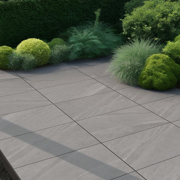 Luton Light Grey Outdoor Porcelain Paving Slabs - 900x600x20 mm