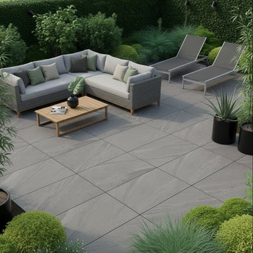 Luton Light Grey Outdoor Porcelain Paving Slabs - 900x600x20 mm
