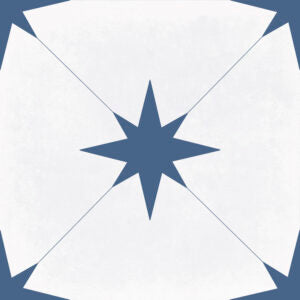 Madri Blue Patterned Decor Porcelain Tile - 223x223mm