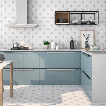 Madri Grey Patterned Decor Porcelain Tile - 223x223mm