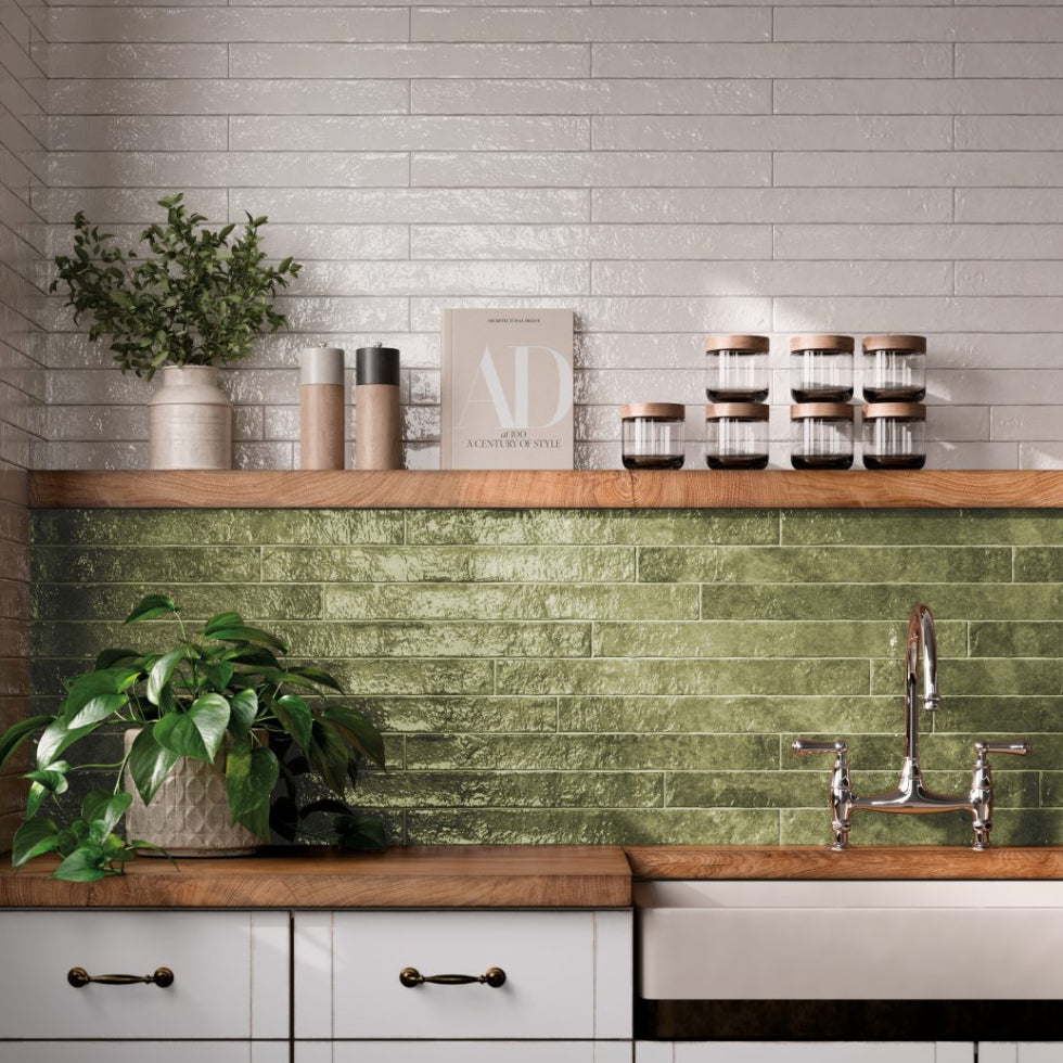 Medina White Brick Effect Feature Wall Tile- 500x50 mm