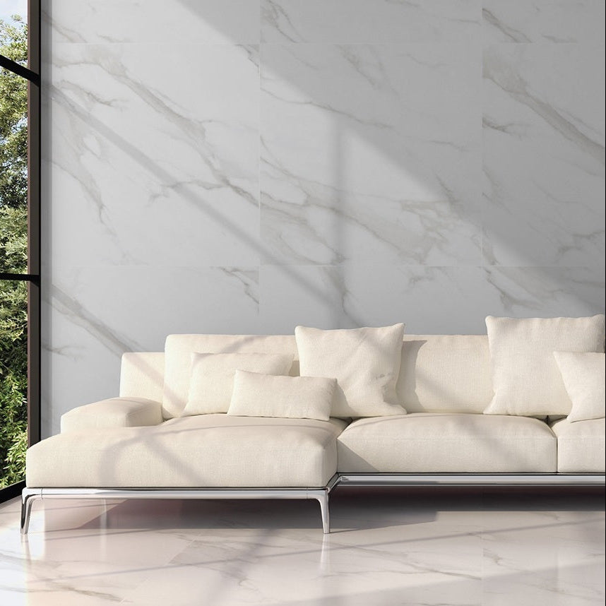 Mercury White Polished Wall&Floor Porcelain Tile- 600x300mm