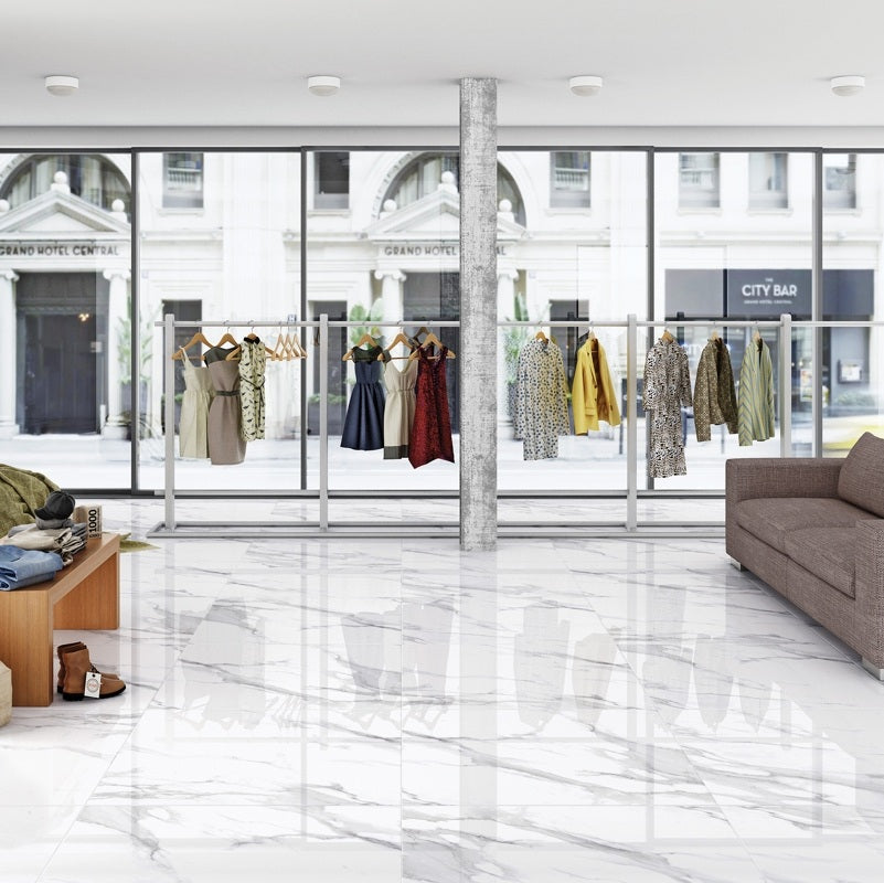 Mercury White Polished Wall&Floor Porcelain Tile-1200x600mm