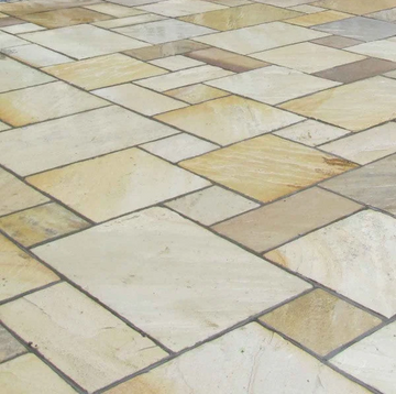 Mint Sandstone Paving Slabs Mix Size- Patio Project Pack ( 19 m2 )
