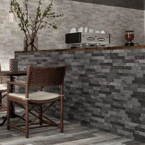 Orlando Black Split Face Wall Cladding Tile 80x442 mm