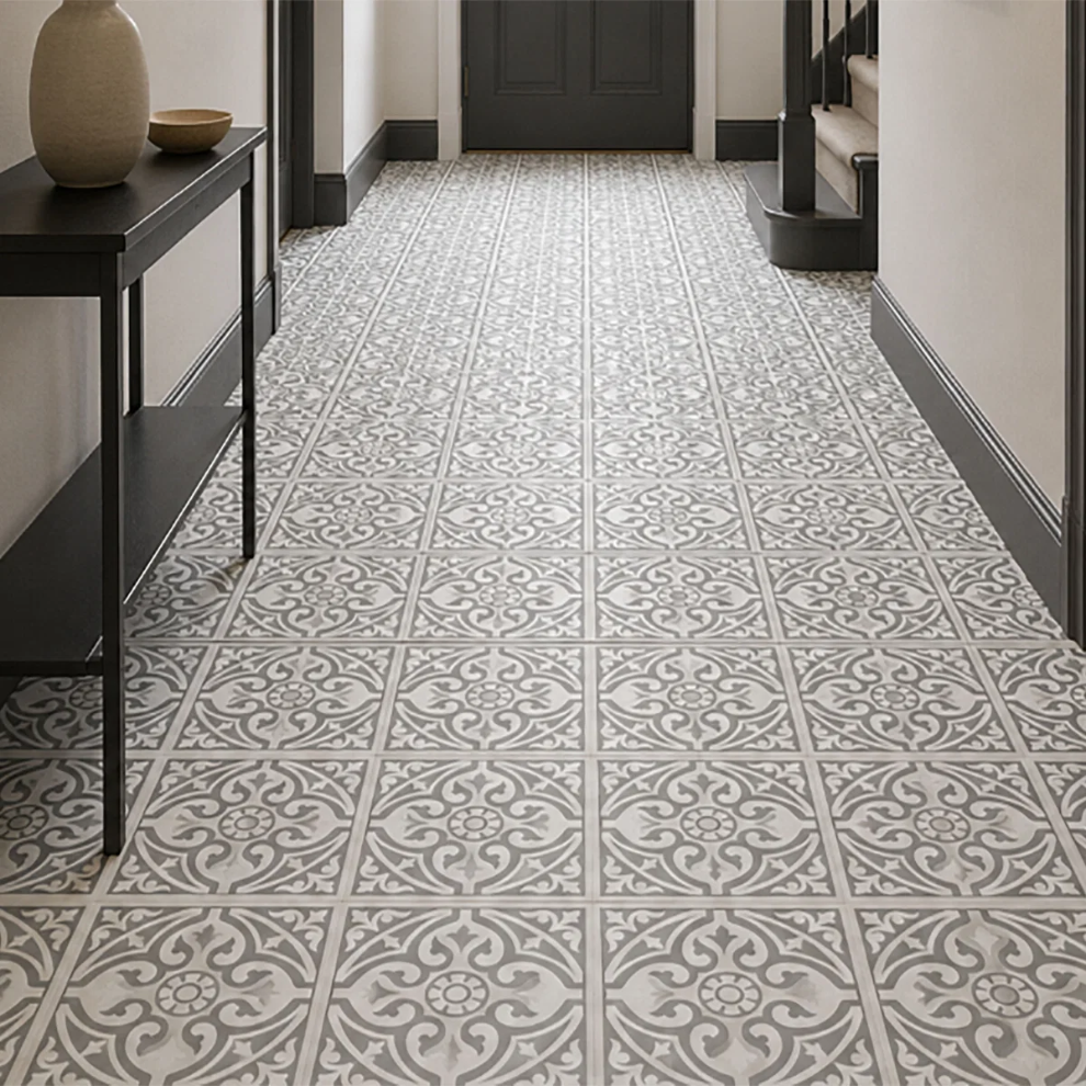 Patterned Grey Decor Porcelain Tile - 330x300mm