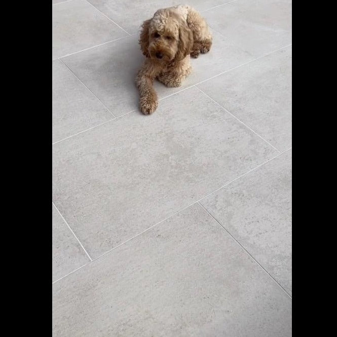 Platinum Cream Outdoor Porcelain Paving Slabs 900x600x20 mm