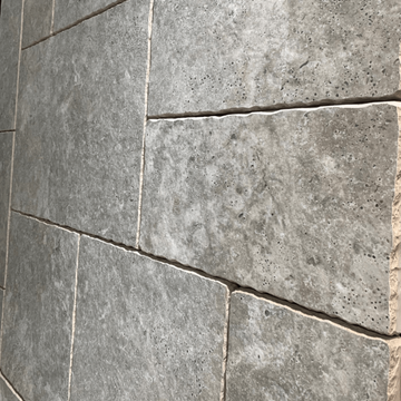 Silver Travertine Tumbled Porcelain French Pattern Set- Mix Size Patio Pack