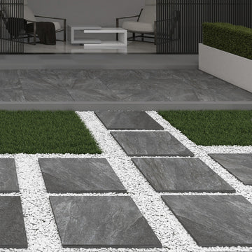Quarzite Nero Outdoor Porcelain Paving Slabs - 600x600x20 mm
