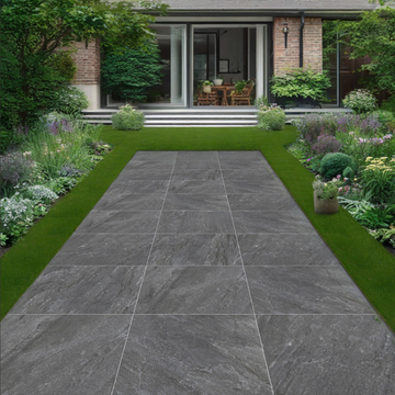 Quarzite Nero Outdoor Porcelain Paving Slabs - 900x600x20 mm