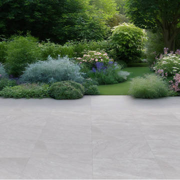 Quarzite White Outdoor Porcelain Paving Slabs - 600x600x20 mm