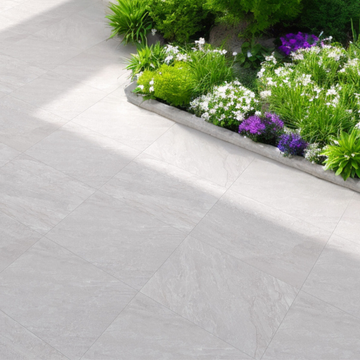 Quarzite White Outdoor Porcelain Paving Slabs - 900x600x20 mm