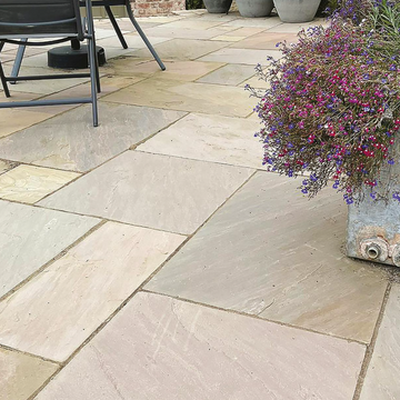 Raj Green Sandstone Paving Slabs Mix Size- Patio Project Pack ( 19 m2 )