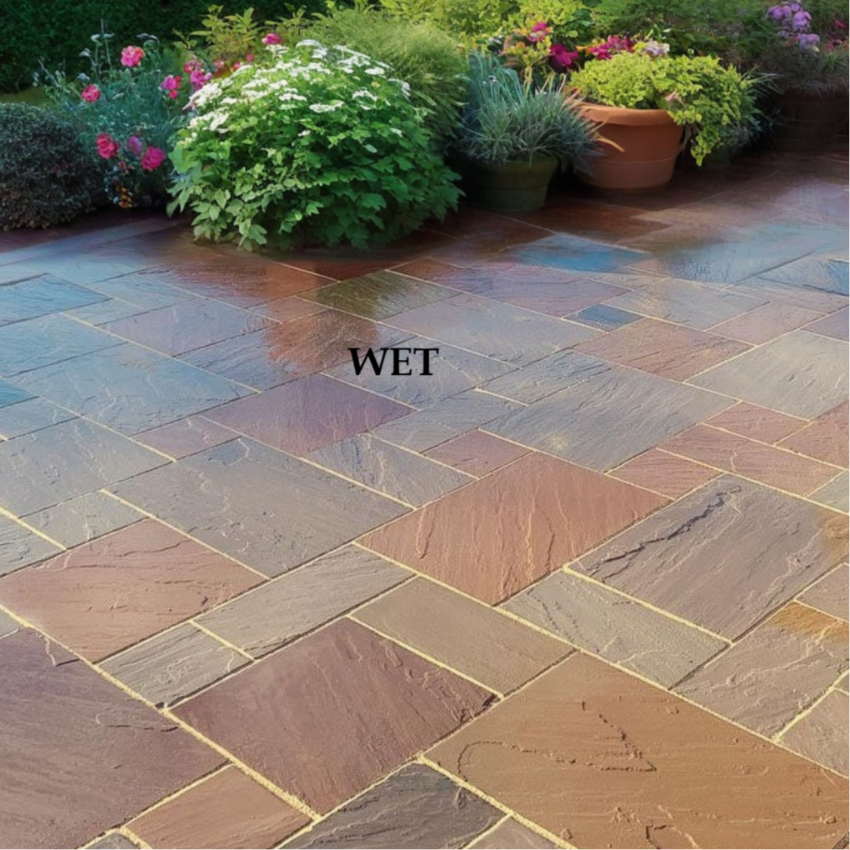 Raj Green Sandstone Paving Slabs Mix Size- Patio Project Pack