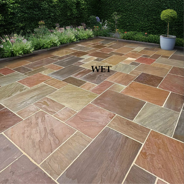 Raj Green Sandstone Paving Slabs Mix Size- Patio Project Pack ( 19 m2 )