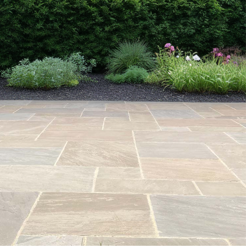 Raj Green Sandstone Paving Slabs Mix Size- Patio Project Pack