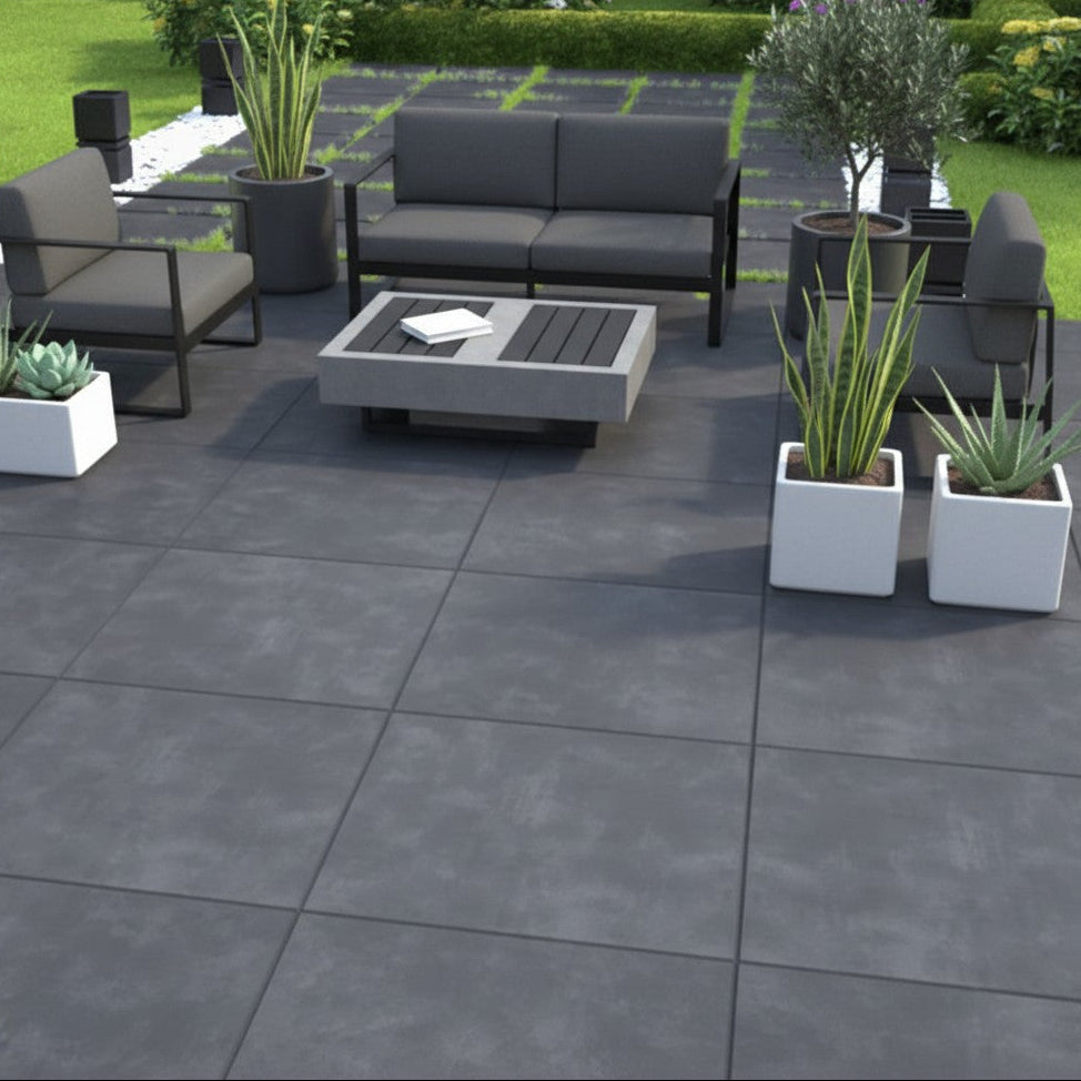River Ash Outdoor Porcelain Paving Slabs - 800x800x20 mm