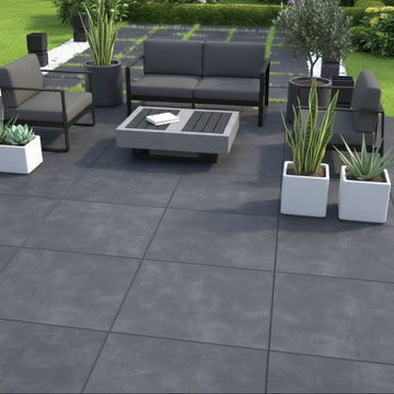 River Ash Outdoor Porcelain Paving Slabs - 800x800x20 mm