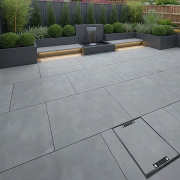 River Grey Outdoor Porcelain Paving Slabs - 800x800x20 mm