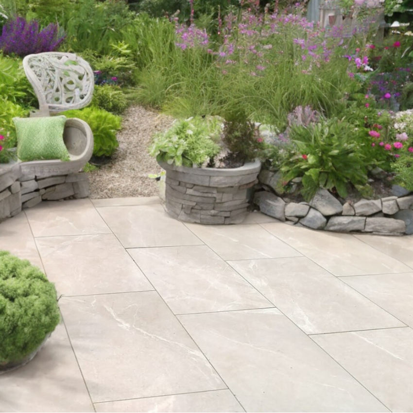 Rock Beige Outdoor Porcelain Paving Slabs - 900x600x20 mm